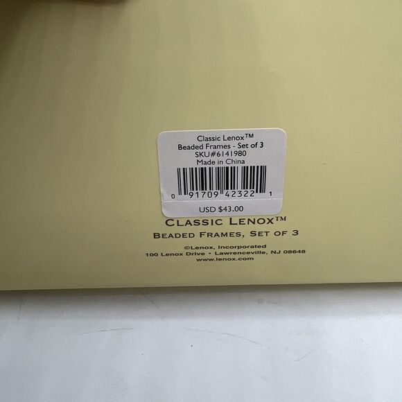 Classic Lenox 3 Pc. Beaded Frame Set Open Box Simply Elegant - Picture 5 of 5